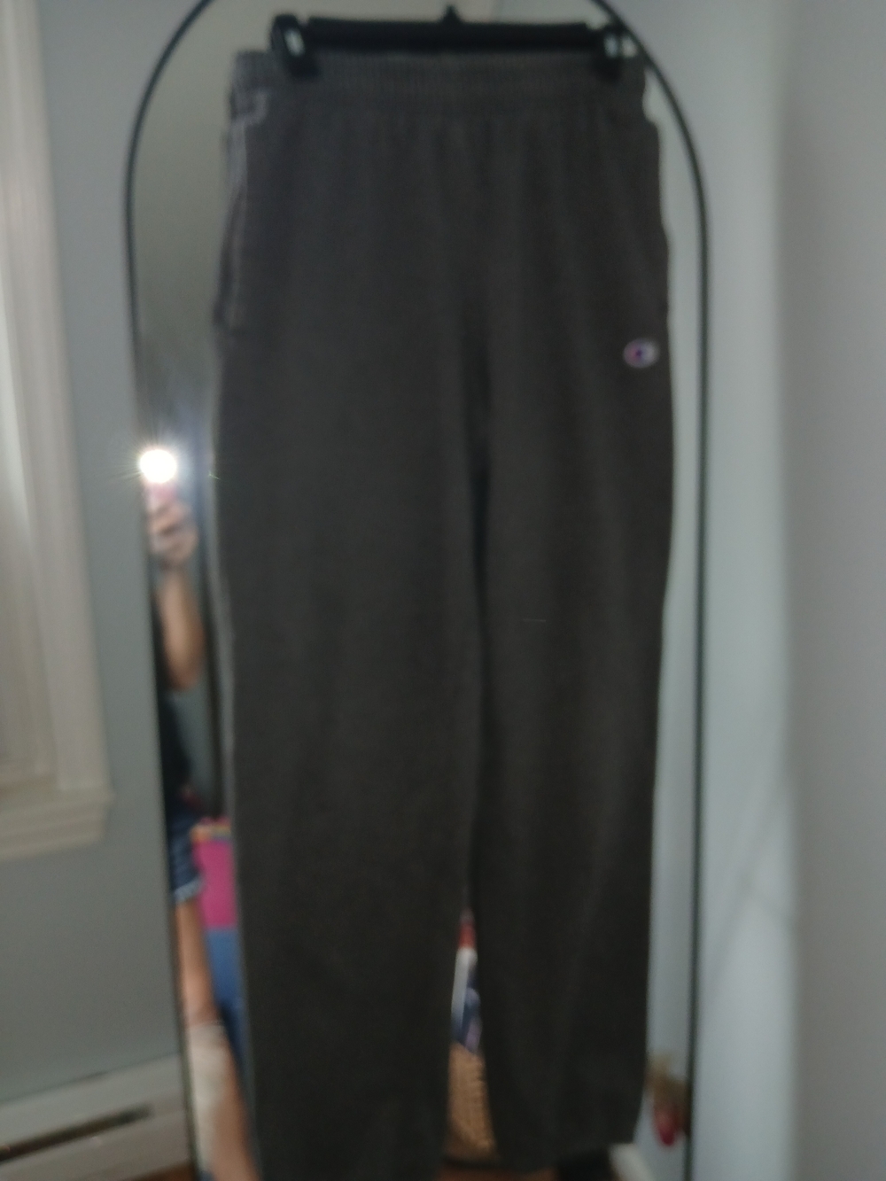 Champion Men's Gray Fleece Sweatpants Elastic Waist Drawstring Pockets M